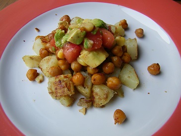 Roasted Chickpeas with chili-lime corn salad